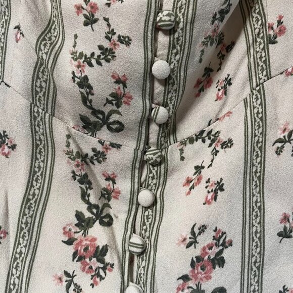 Reformation Cera Top Size 12 Cream & Pink Floral Design - Picture 4 of 5